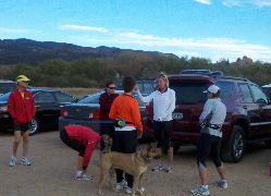 Hanging before a run at Red Rocks Open Space